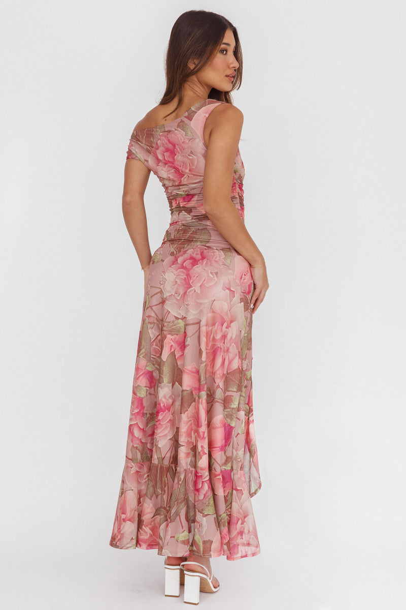 Moonlit Magic Off-Shoulder Split Maxi Dress Flower Yellow main image 1
