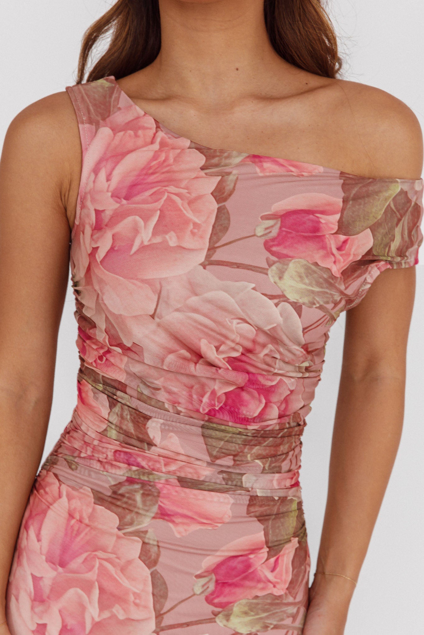 Moonlit Magic Asymmetric Neckline Maxi Dress Floral Blush– Selfie Leslie