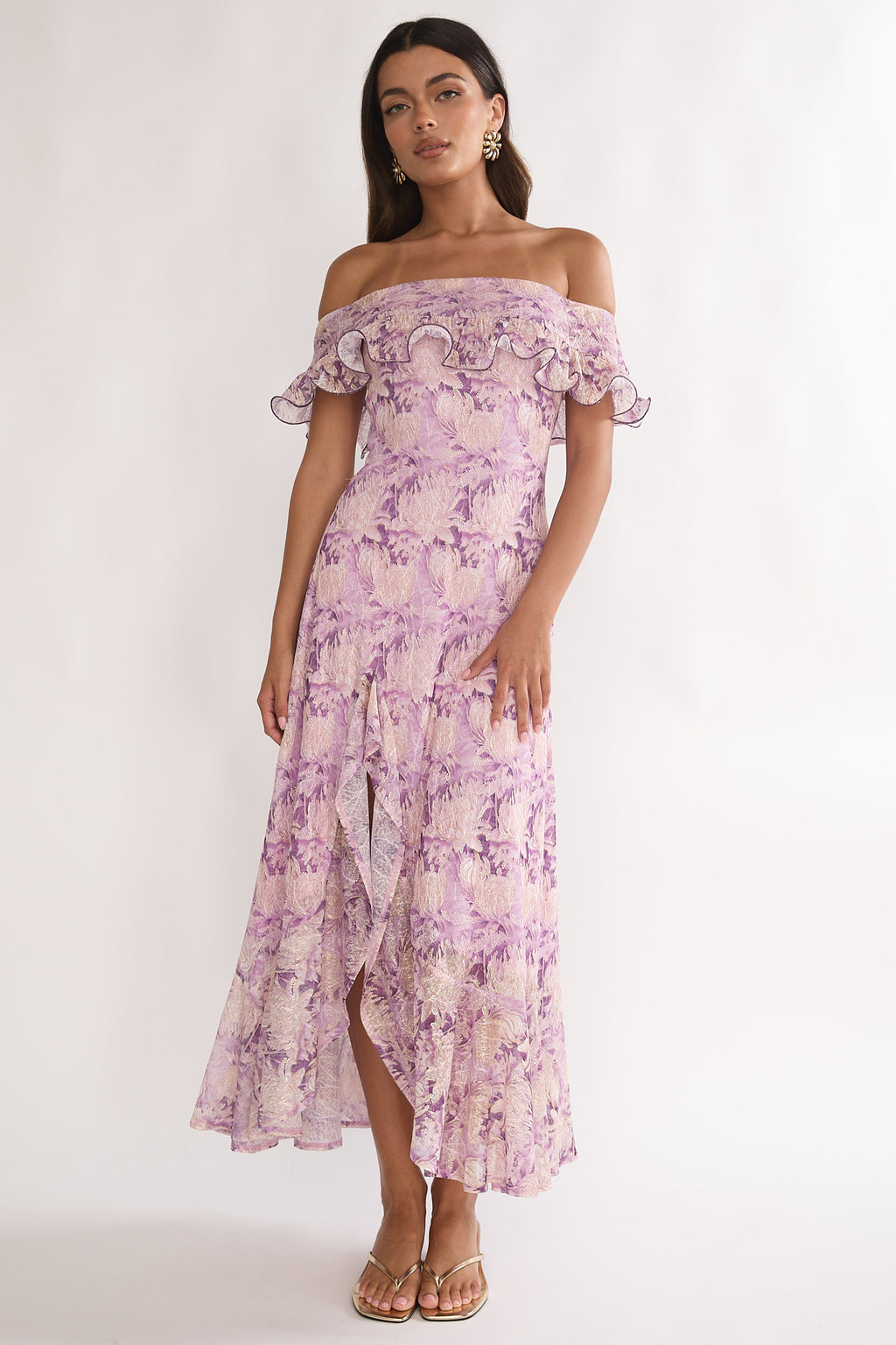 Moonlit Magic Off-Shoulder Maxi Dress Floral Dress