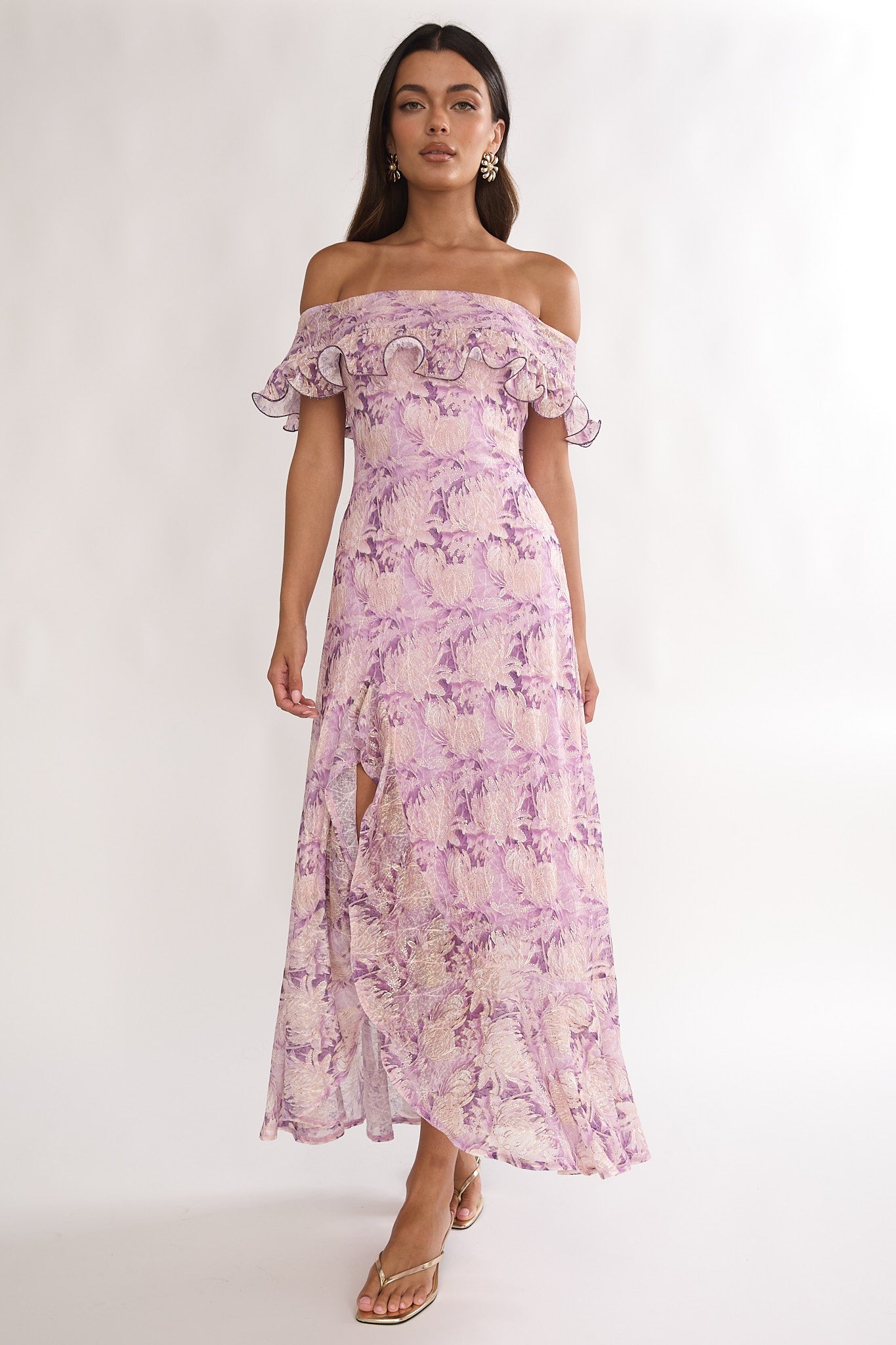 Moonlit Magic Off-Shoulder Maxi Dress Floral Dress | Selfie Leslie
