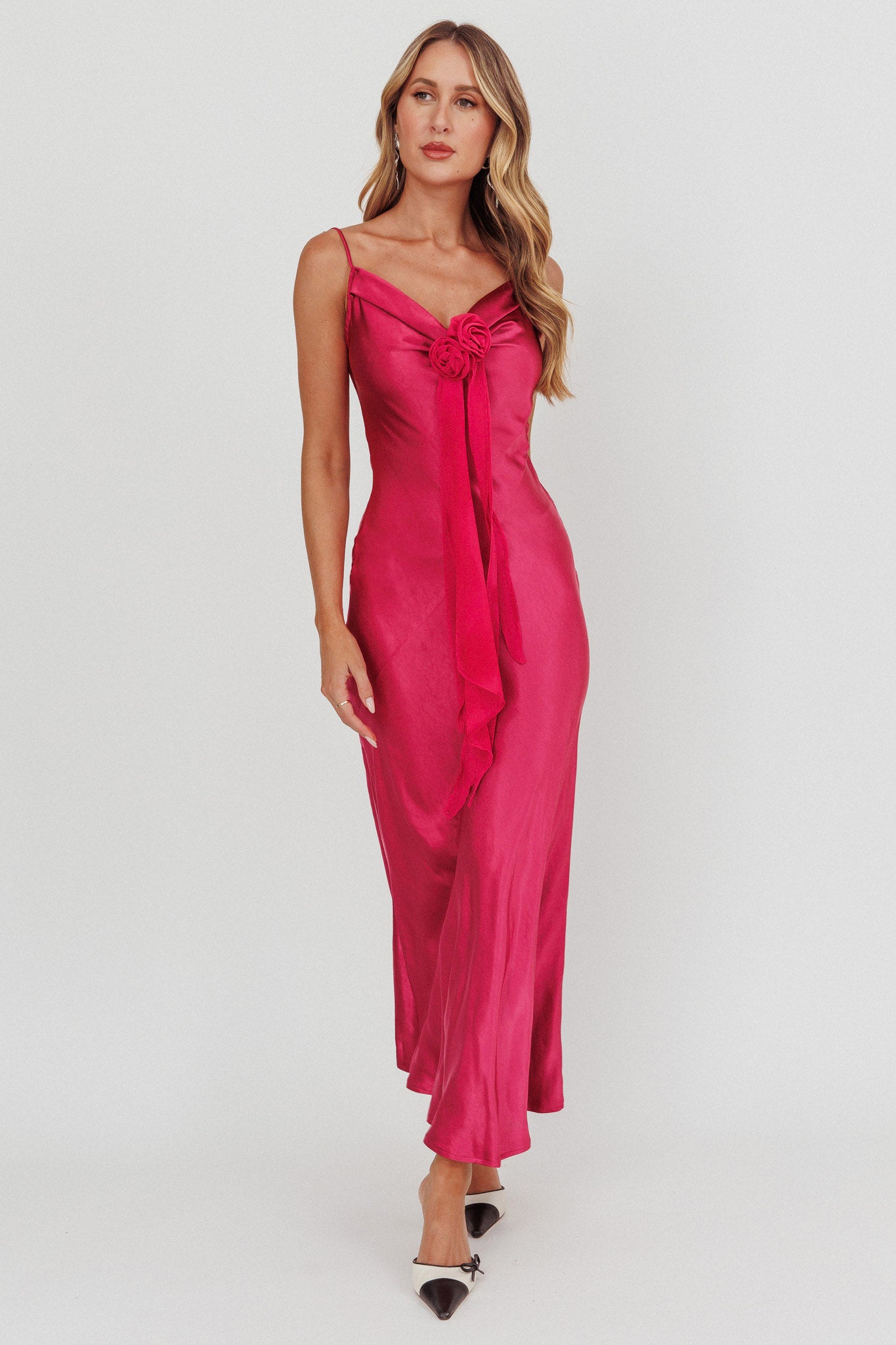 Afterglow Backless Cowl Neck Maxi Dress Berry by Selfie Leslie
