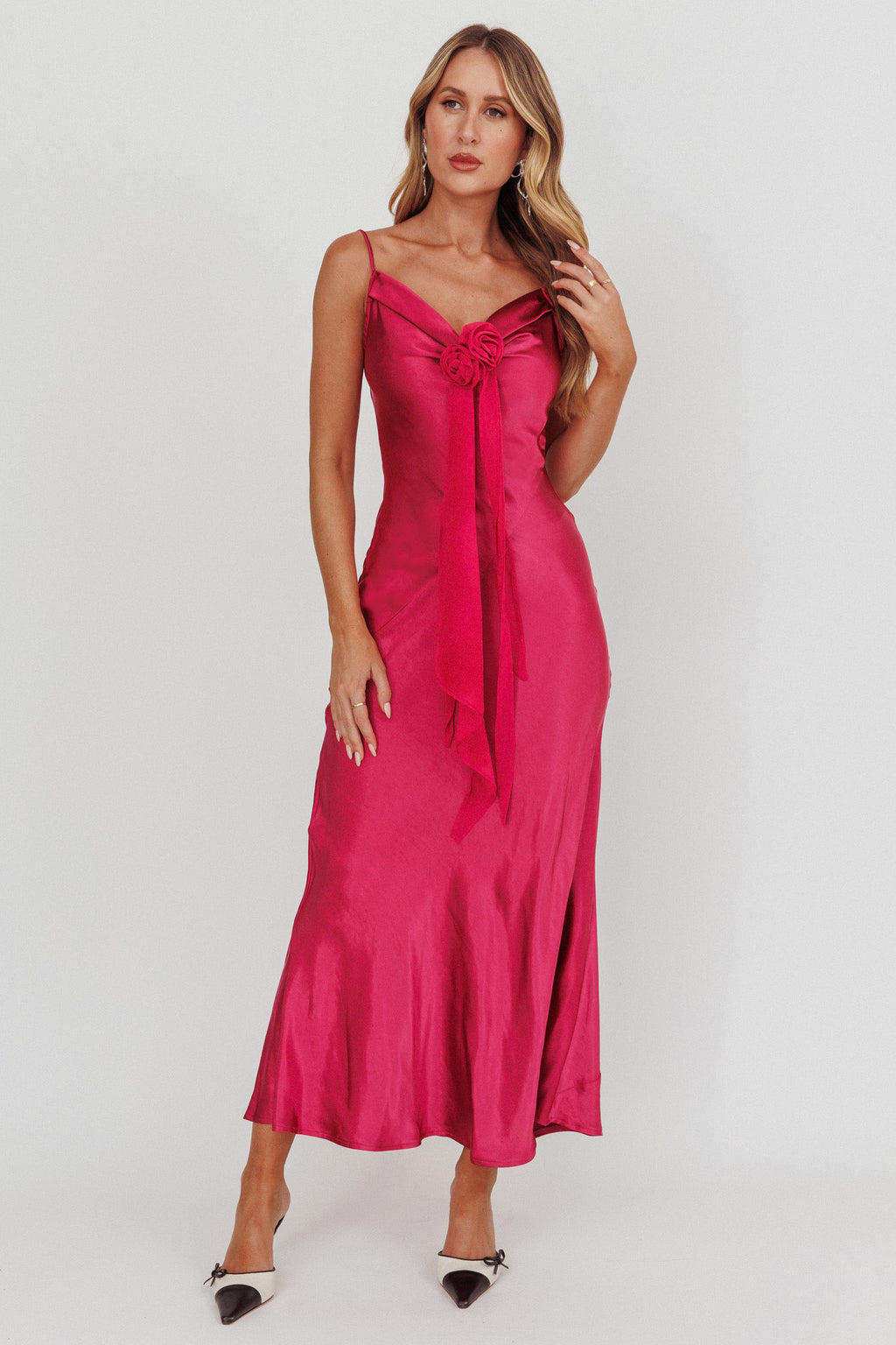 Afterglow Backless Cowl Neck Maxi Dress Berry by Selfie Leslie