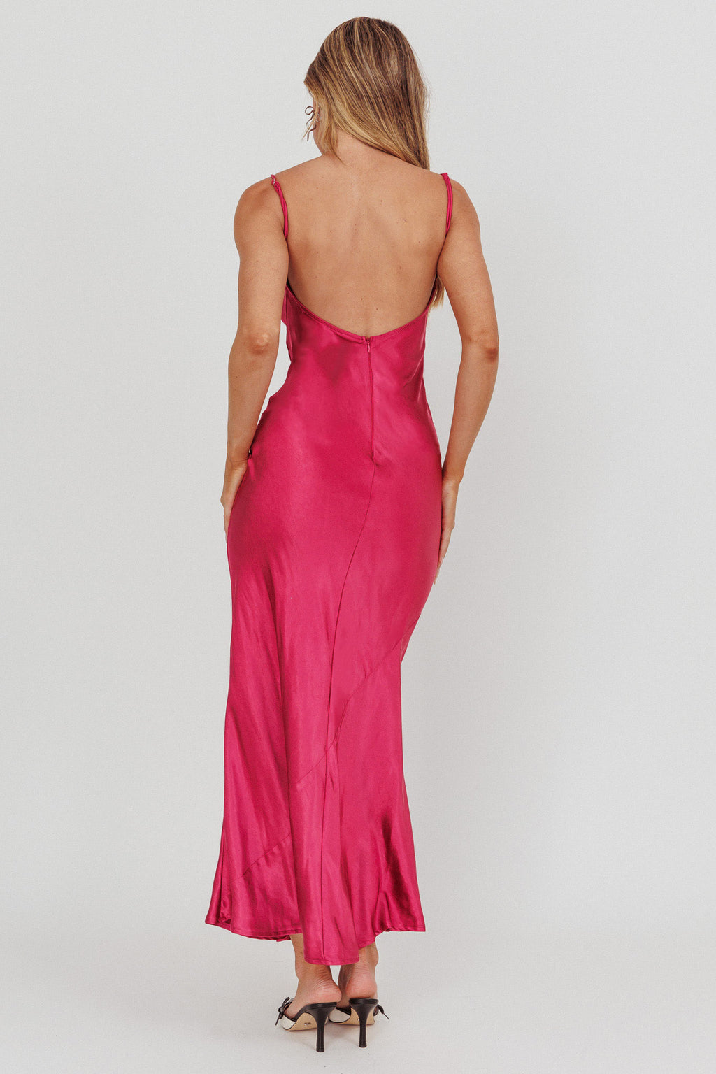 Afterglow Backless Cowl Neck Maxi Dress Berry by Selfie Leslie
