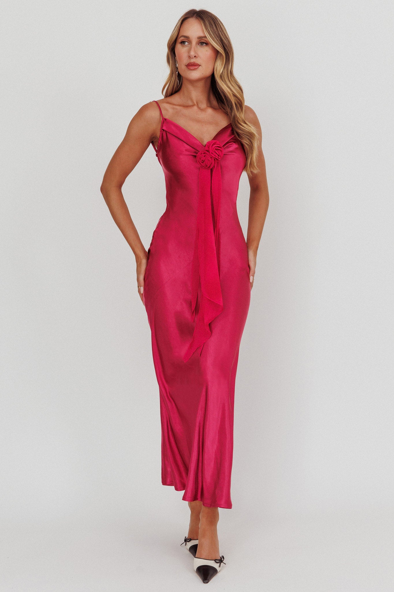Afterglow Backless Cowl Neck Maxi Dress Berry by Selfie Leslie