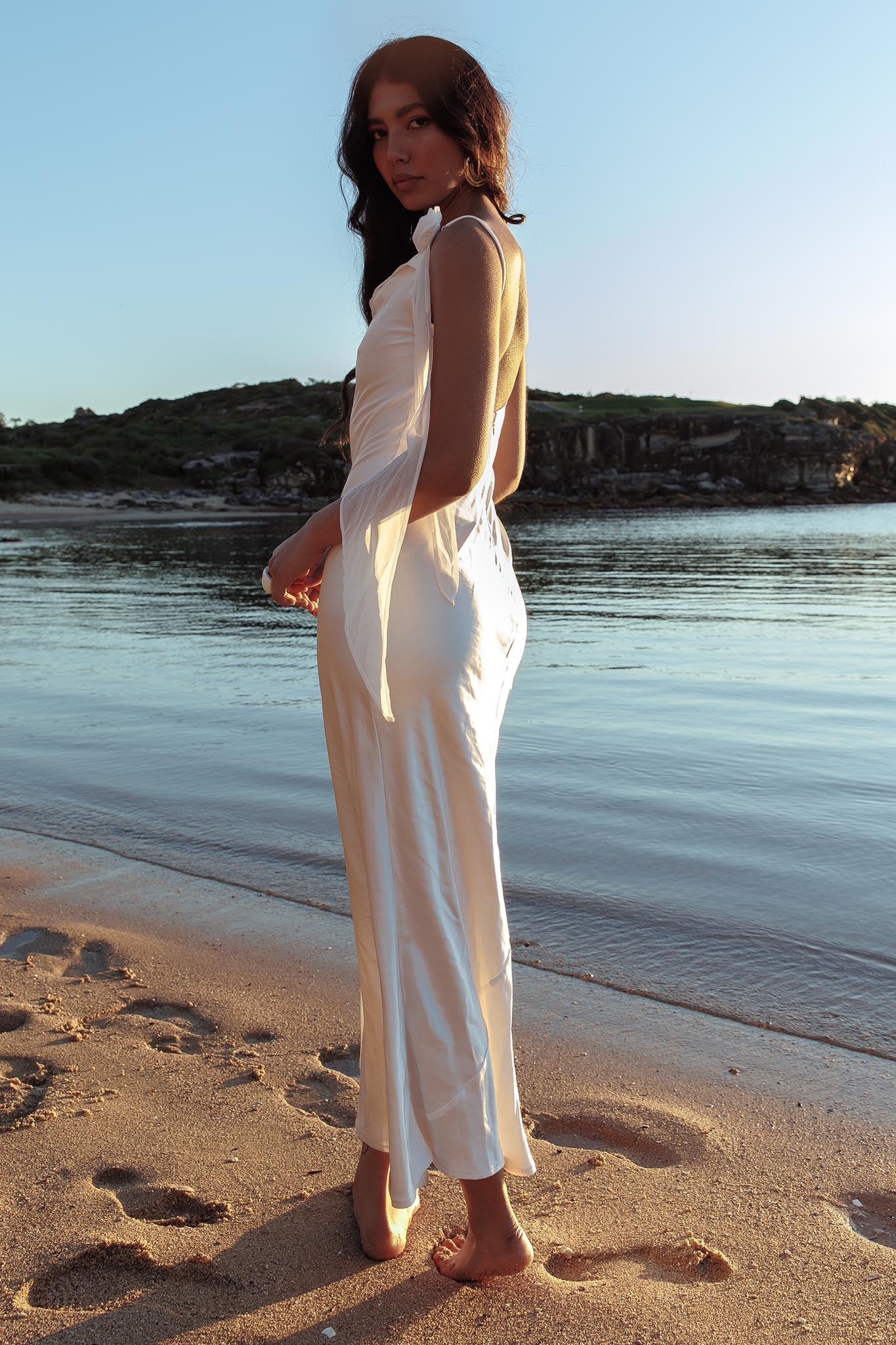 Afterglow Backless Cowl Neck Maxi Dress Off White Afterglow Backless Cowl Neck Maxi Dress Off White