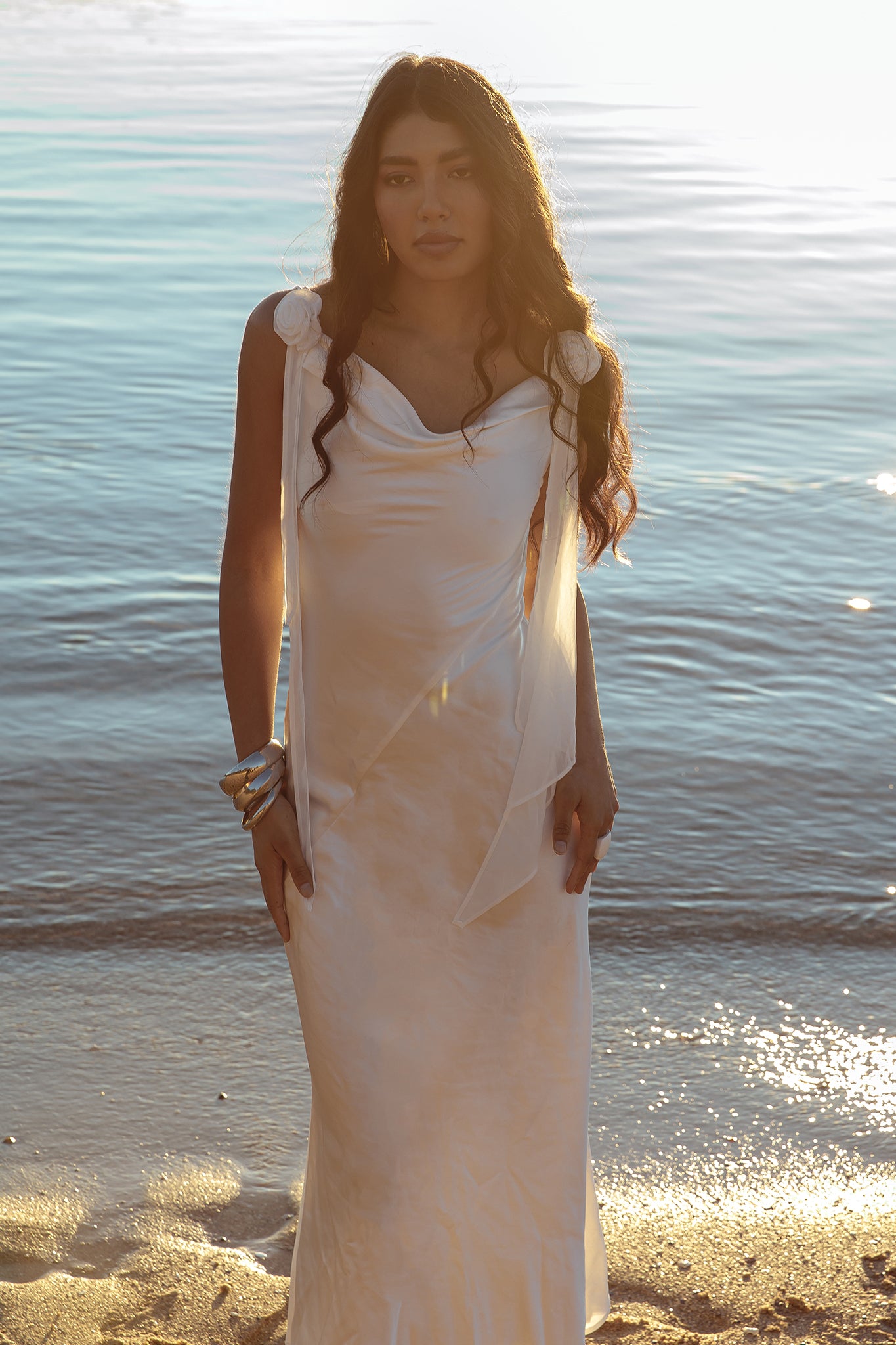 Afterglow Backless Cowl Neck Maxi Dress Off White Afterglow Backless Cowl Neck Maxi Dress Off White