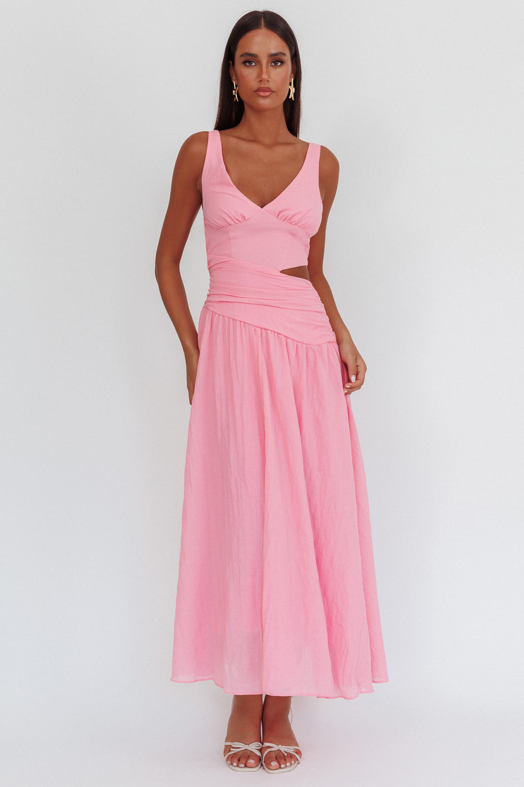 First Dates Waist Cut-Out Maxi Dress Pink Selfie Leslie First Dates Waist Cut-Out Maxi Dress Pink Selfie Leslie