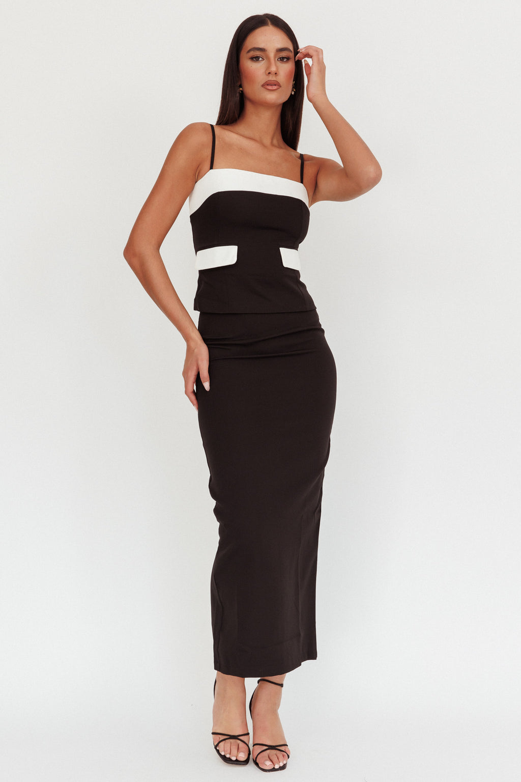 Switched On Column Maxi Skirt Black by Selfie Leslie