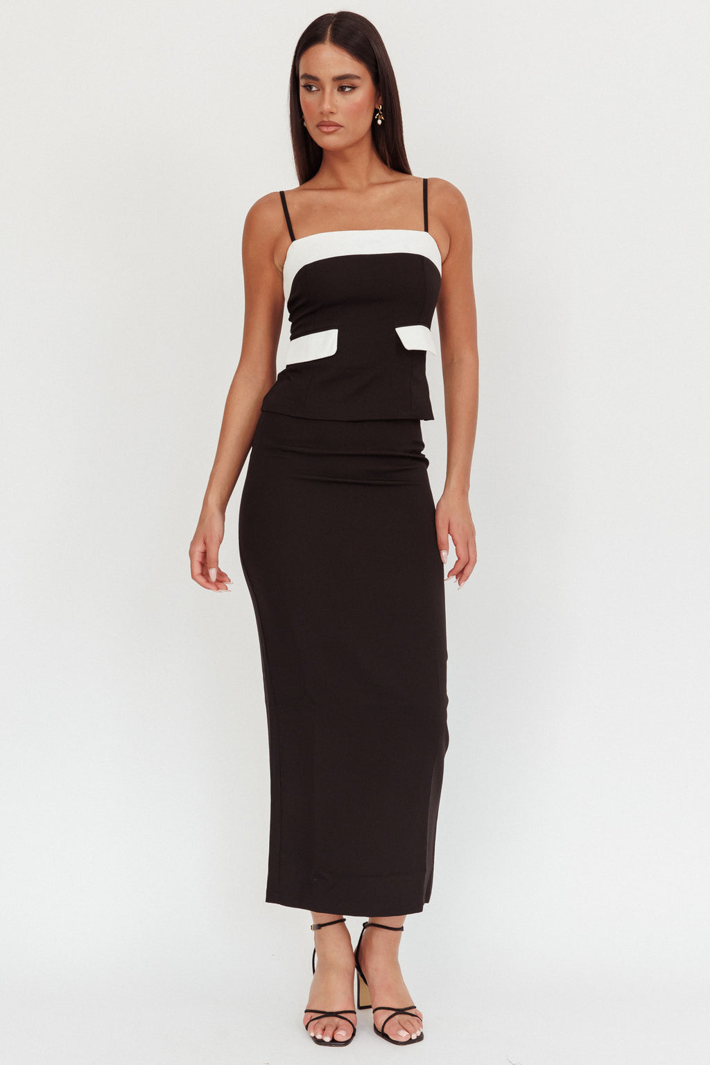 Switched On Column Maxi Skirt Black by Selfie Leslie