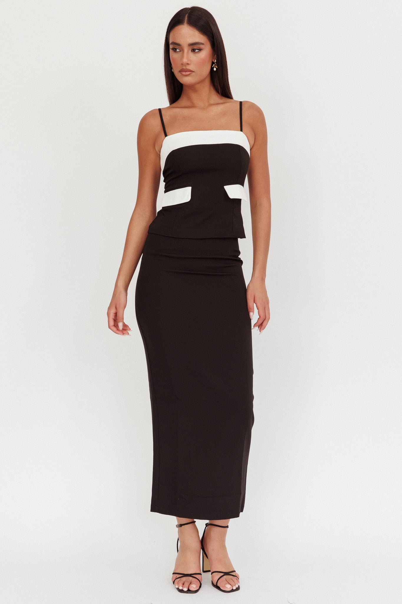 Switched On Column Maxi Skirt Black by Selfie Leslie