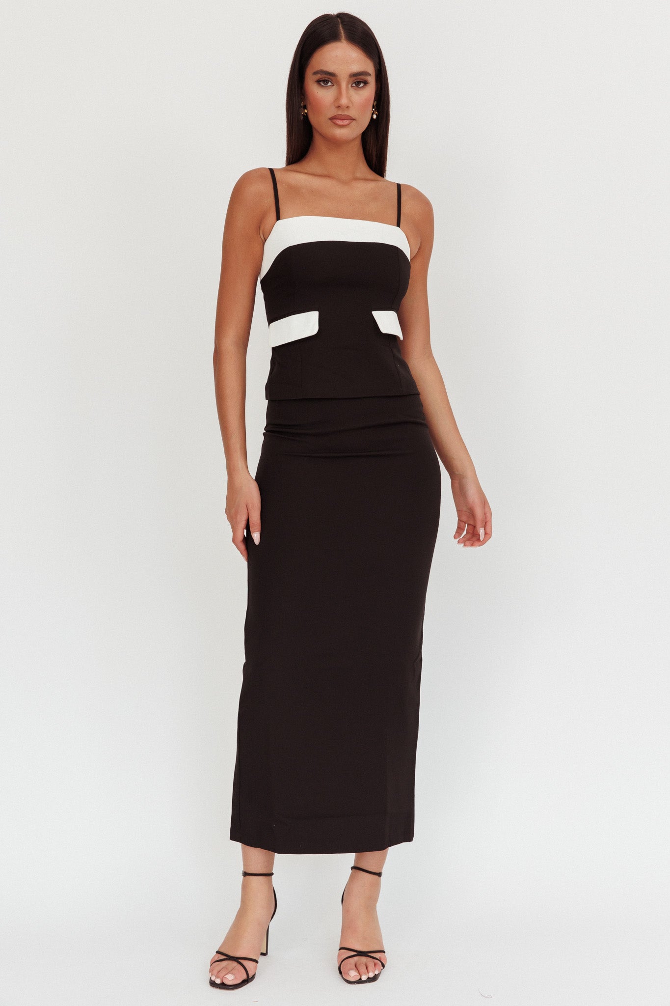 Switched On Column Maxi Skirt Black by Selfie Leslie