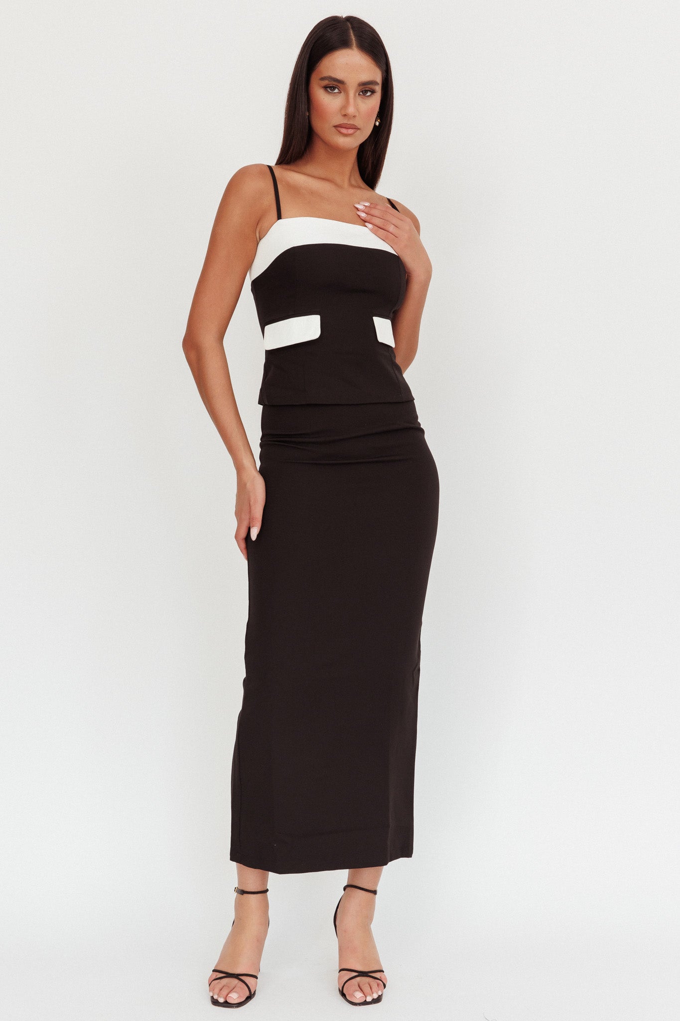 Switched On Faux Pocket Cami Top Black by Selfie Leslie