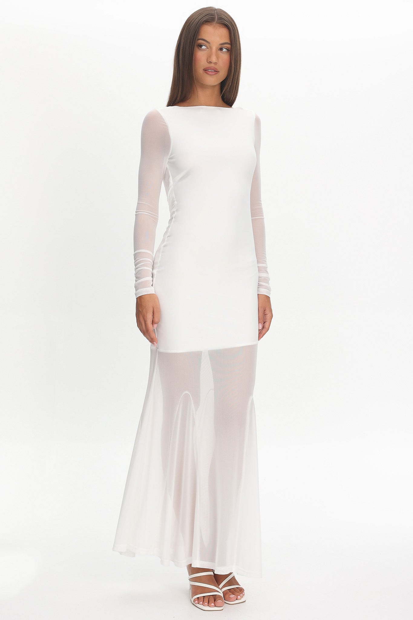 Lustre Long Sleeve Open Back Maxi Dress White Selfie Leslie Lustre Long Sleeve Open Back Maxi Dress White Selfie Leslie