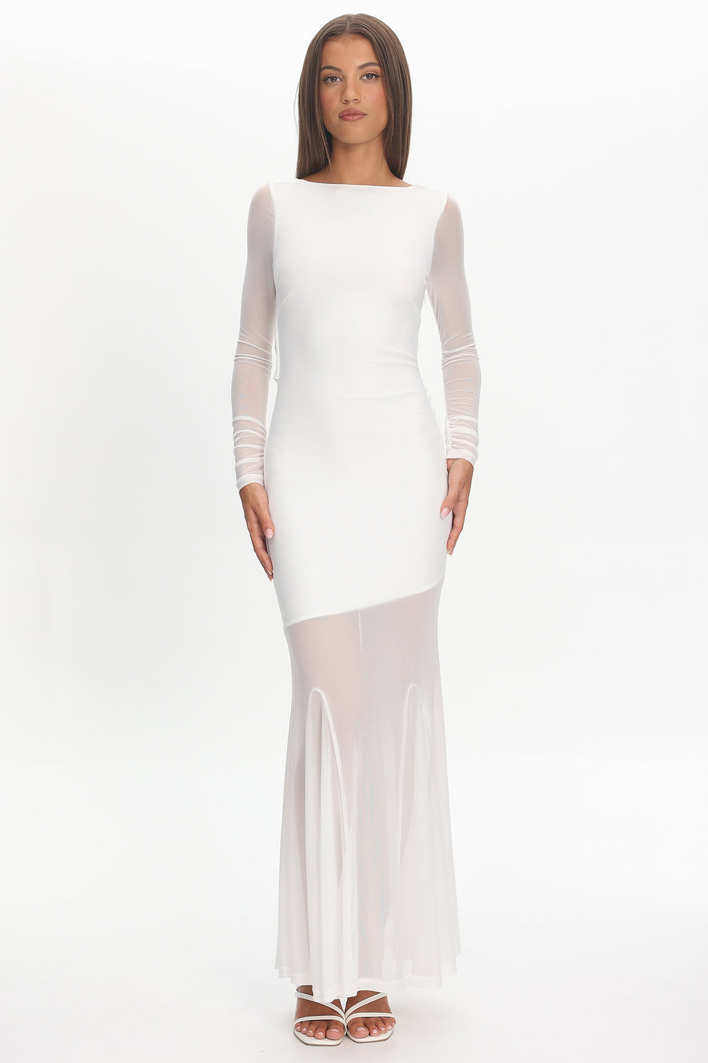 white long sleeve maxi dress formal Long sleeve White cotton wrap maxi dress women / Summer high slit White v neck formal dress Long sleeve