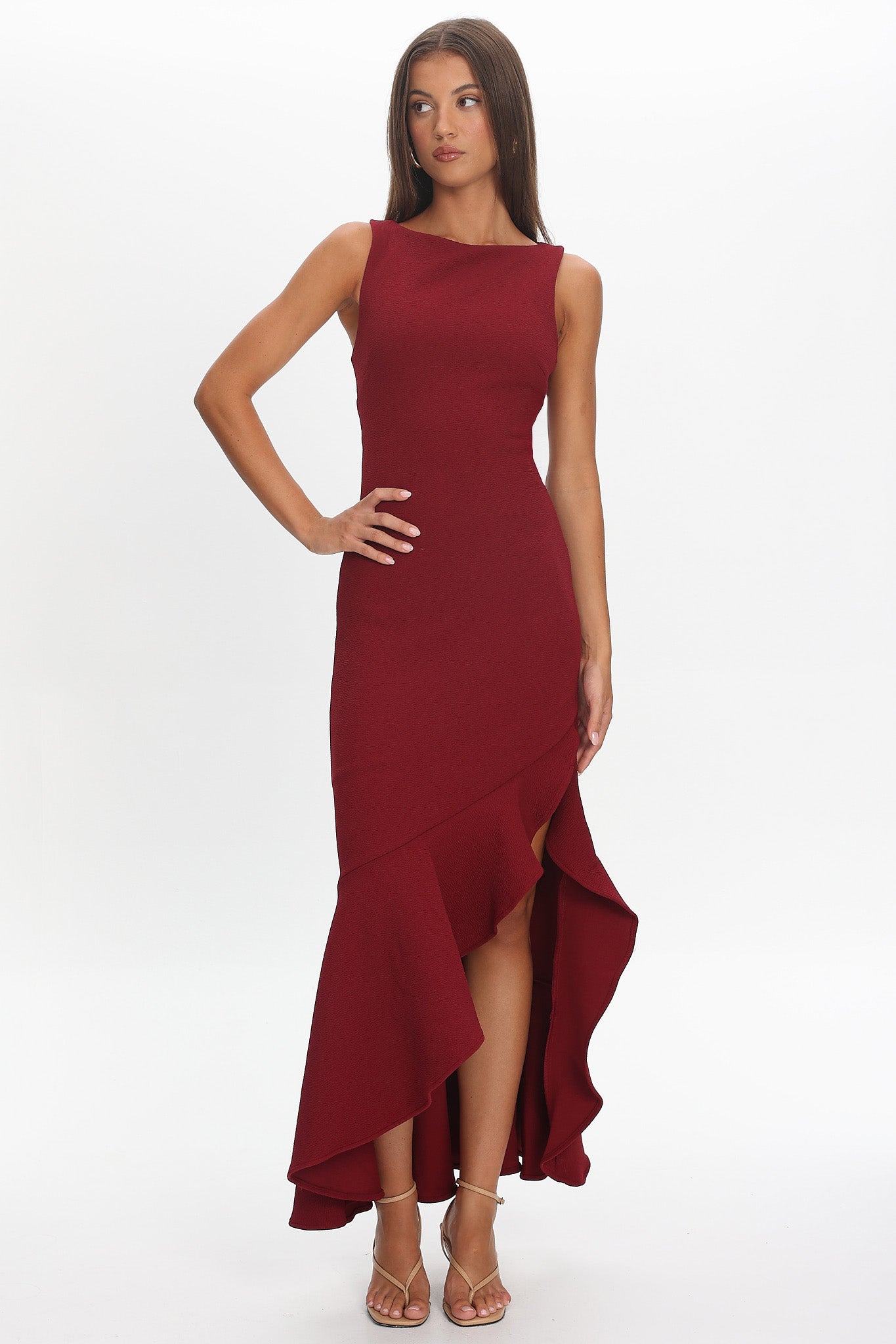 Lights On Asymmetric Hem Maxi Dress Wine Selfie Leslie Lights On Asymmetric Hem Maxi Dress Wine Selfie Leslie