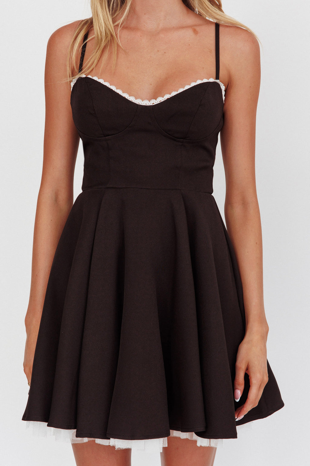 Scully Frill Trim A-Line Mini Dress Black by Selfie Leslie