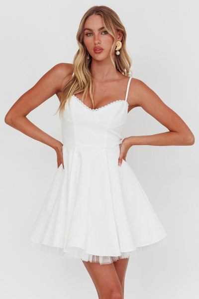 Scully Frill Trim A-Line Mini Dress White– Selfie Leslie
