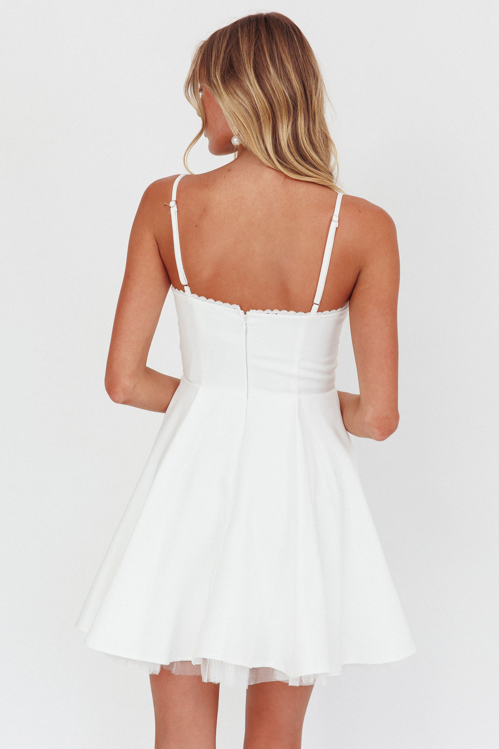 Scully Frill Trim A-Line Mini Dress White by Selfie Leslie