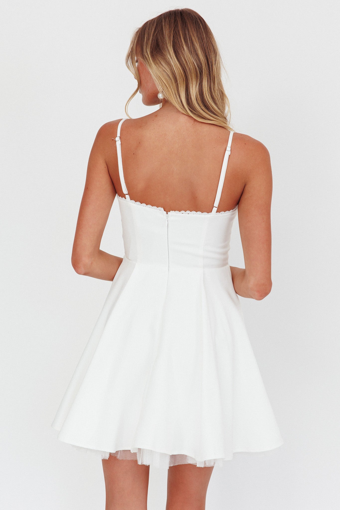 Scully Frill Trim A-Line Mini Dress White by Selfie Leslie