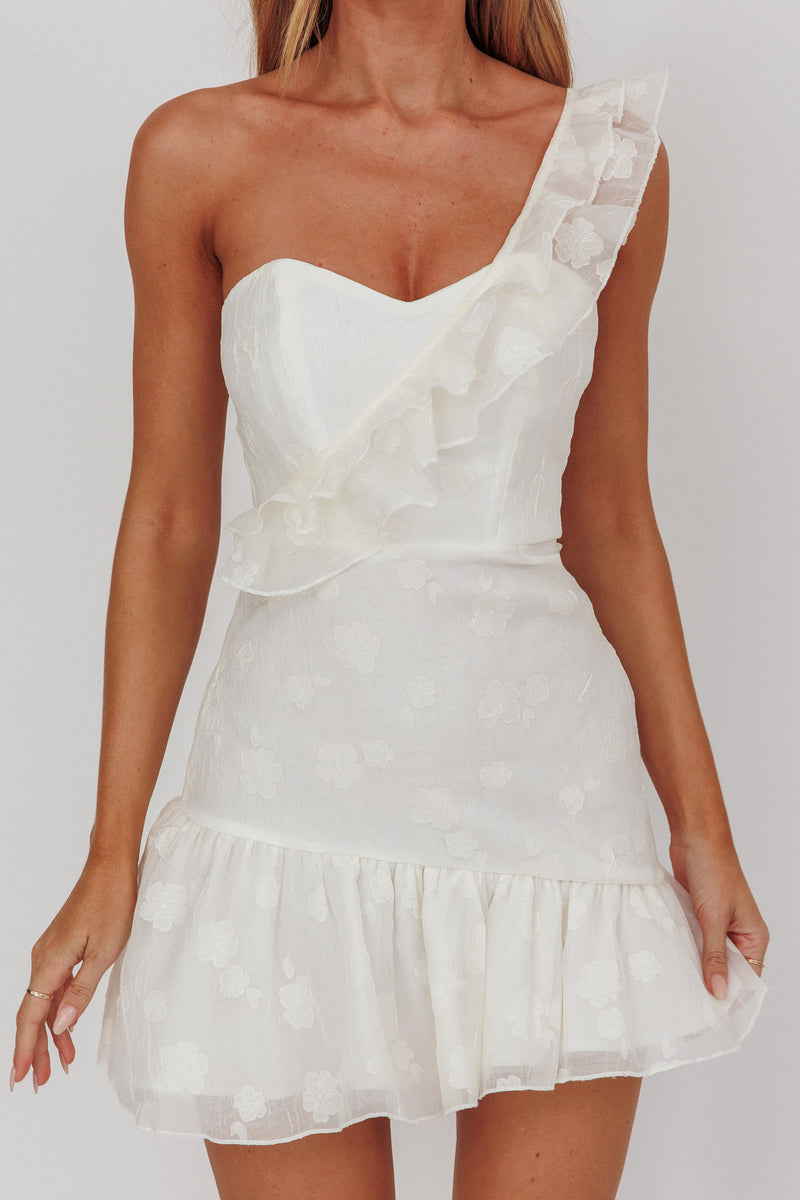 Mindie  Privé One-Shoulder Mini Dress with Large Ruffle