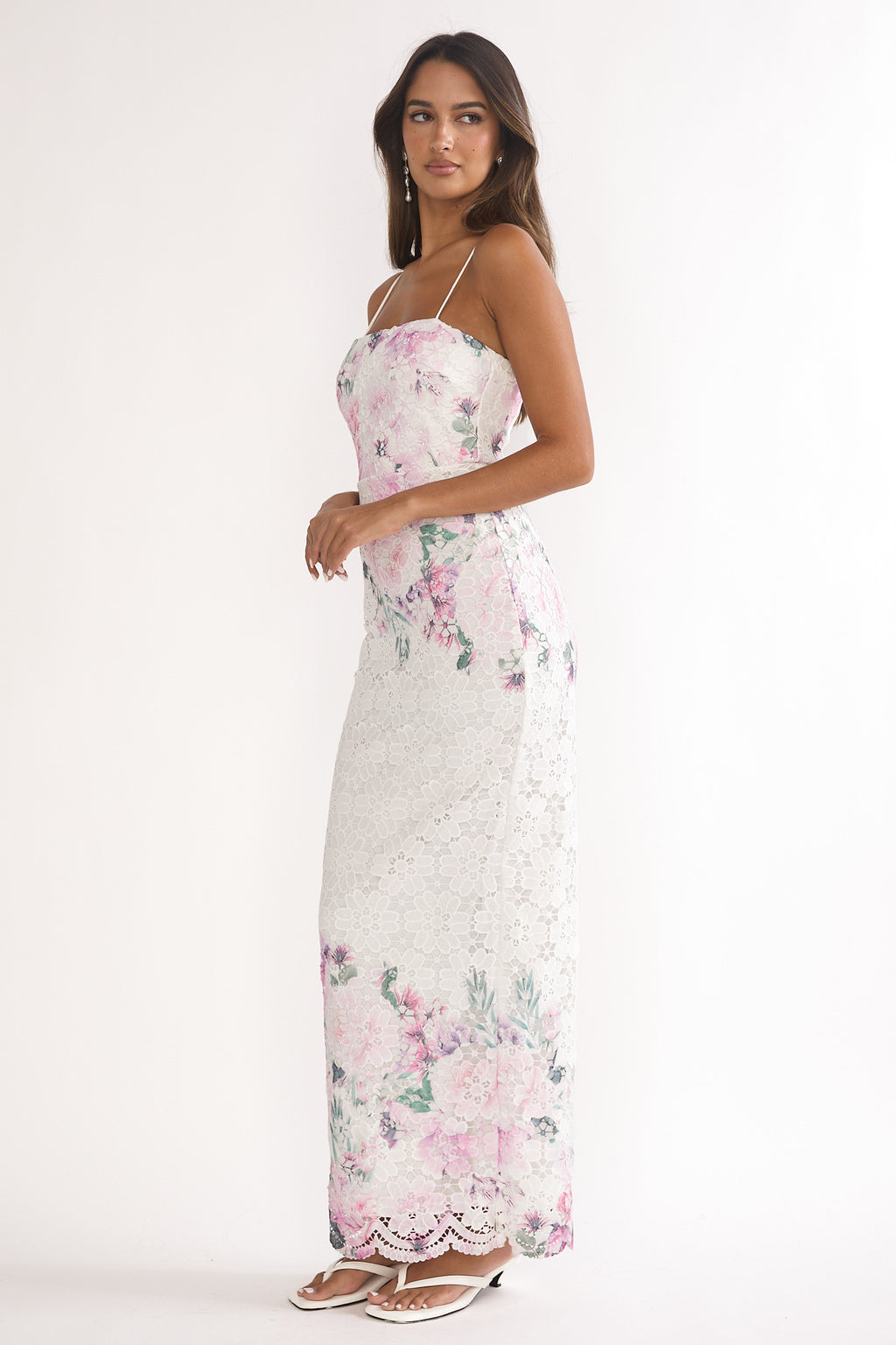 Kaela Crochet Overlay Maxi Dress Floral Pink - S Kaela Crochet Overlay Maxi Dress Floral Pink - S