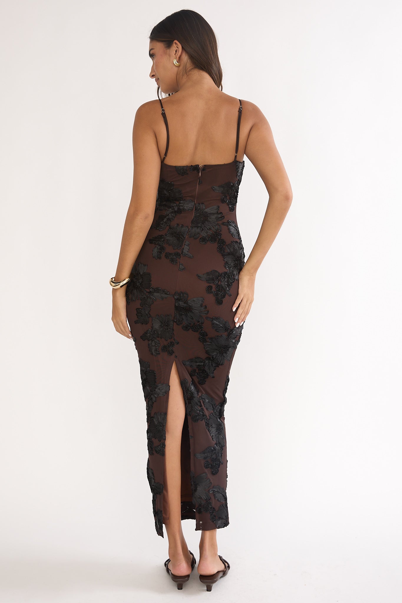 Kaela Cami Maxi Dress Embellished Chocolate - L Kaela Cami Maxi Dress Embellished Chocolate - L