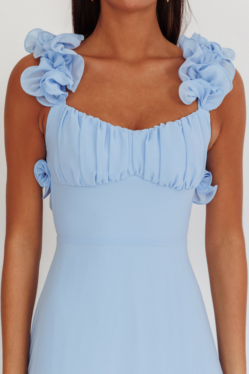 Eloquent Lace-Up Back Maxi Dress Blue by Selfie Leslie