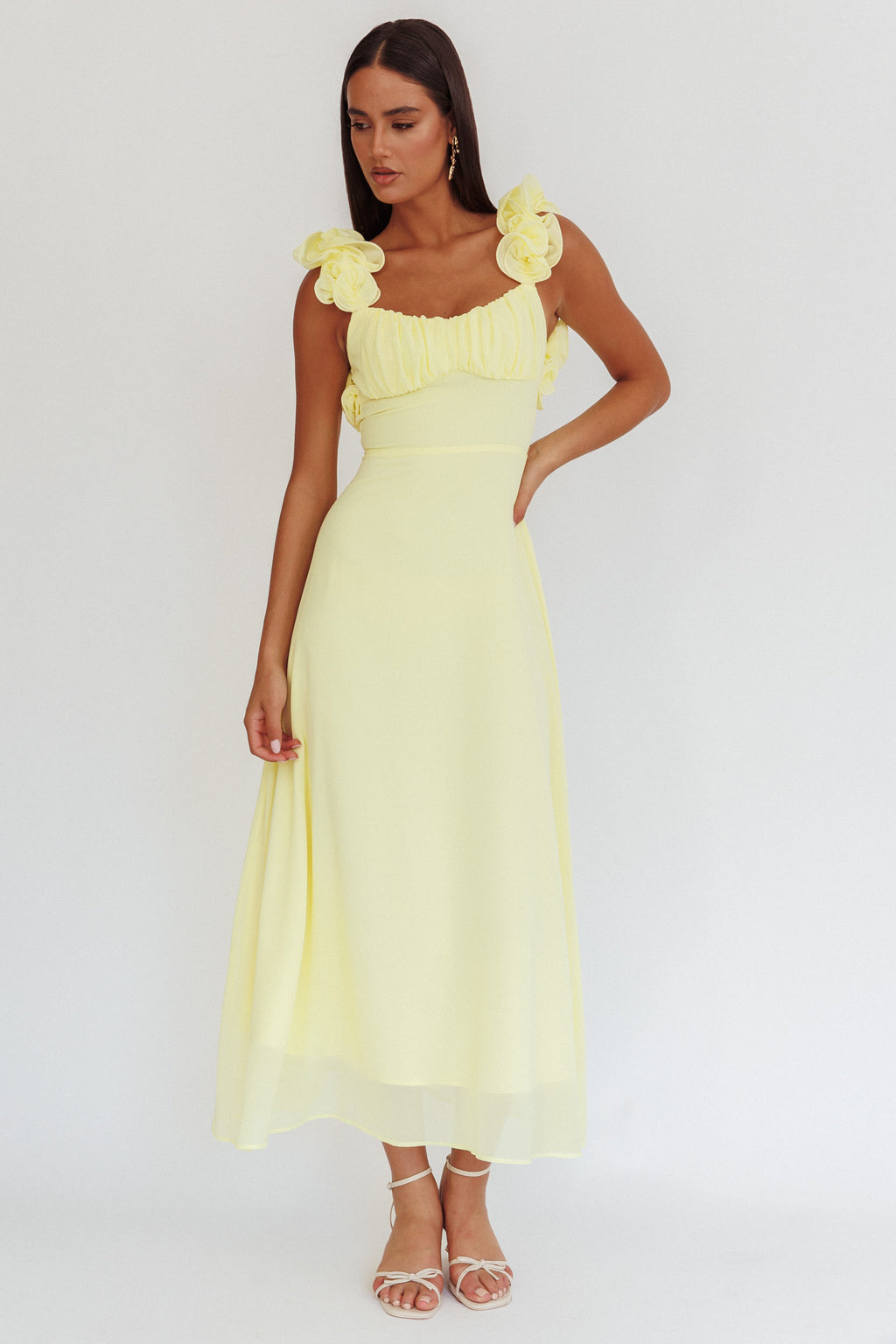 Eloquent Lace-Up Back Maxi Dress Yellow | Selfie Leslie