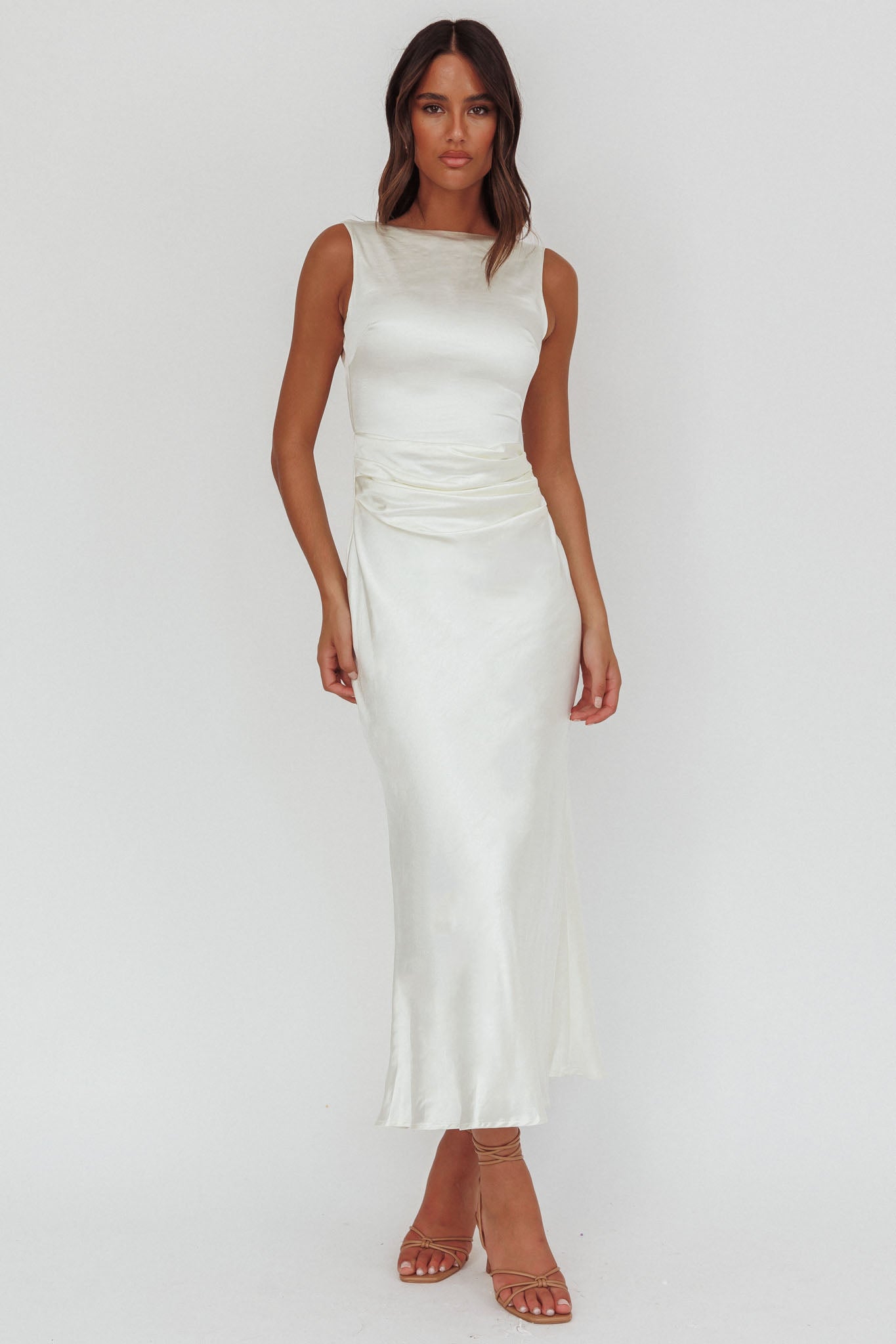 Shop the Helsi Pearl Back Midi Dress White