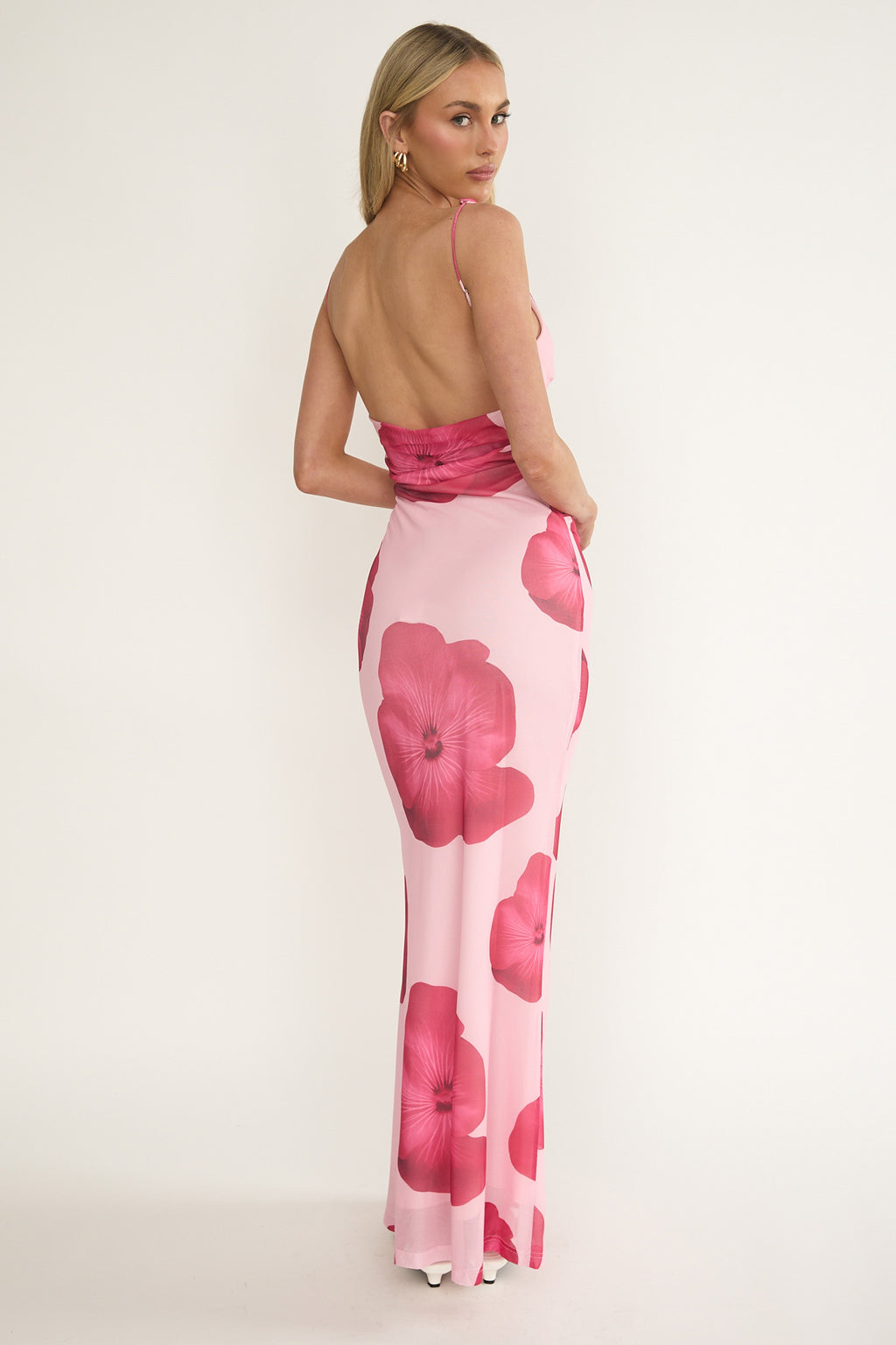 Helsi Low Back Maxi Dress Floral Pink by Selfie Leslie