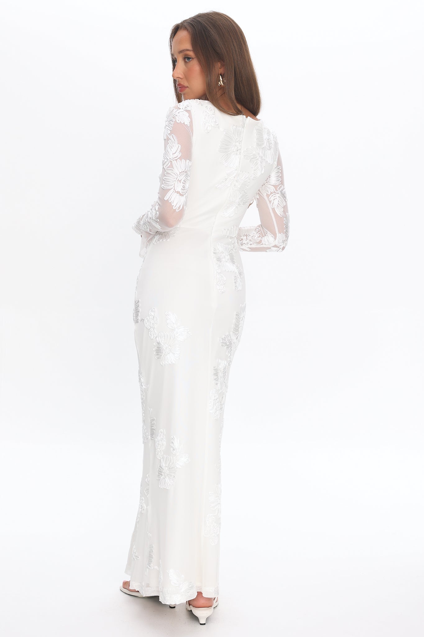 Helsi Long Sleeve Embellished Maxi Dress White | Selfie Leslie Helsi Long Sleeve Embellished Maxi Dress White | Selfie Leslie