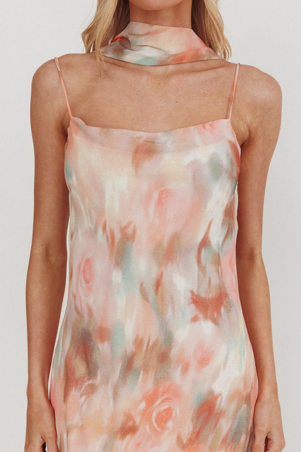 Helsi Cowl Back Maxi Dress Print Pink by Selfie Leslie