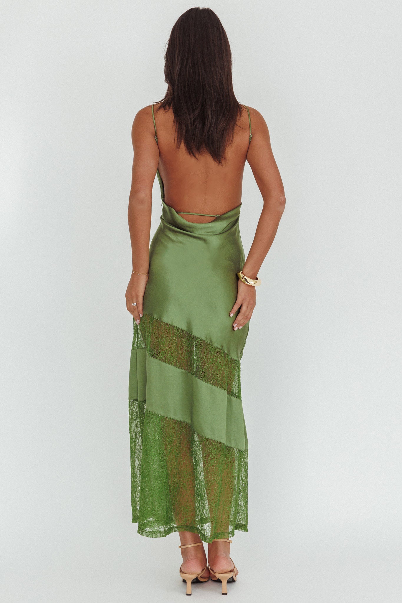 Helsi Low Back Lace Insert Maxi Dress Forest Green - XL Helsi Low Back Lace Insert Maxi Dress Forest Green - XL