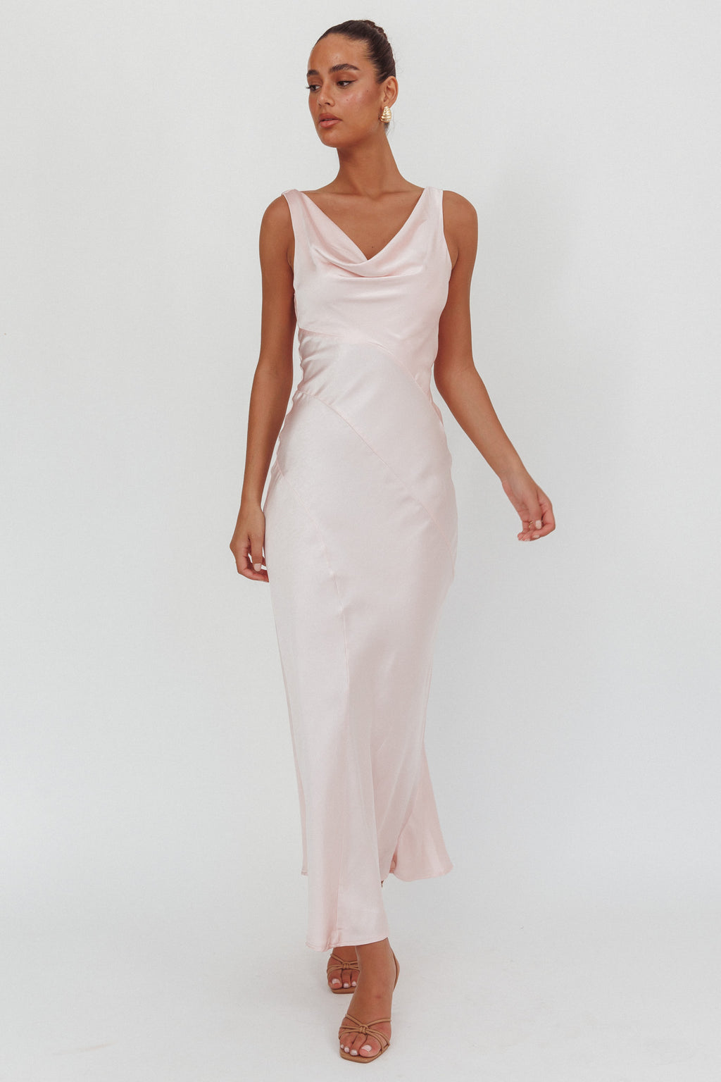 Good Intentions Cowl Neck Open Back Maxi Dress Pink by Selfie Leslie