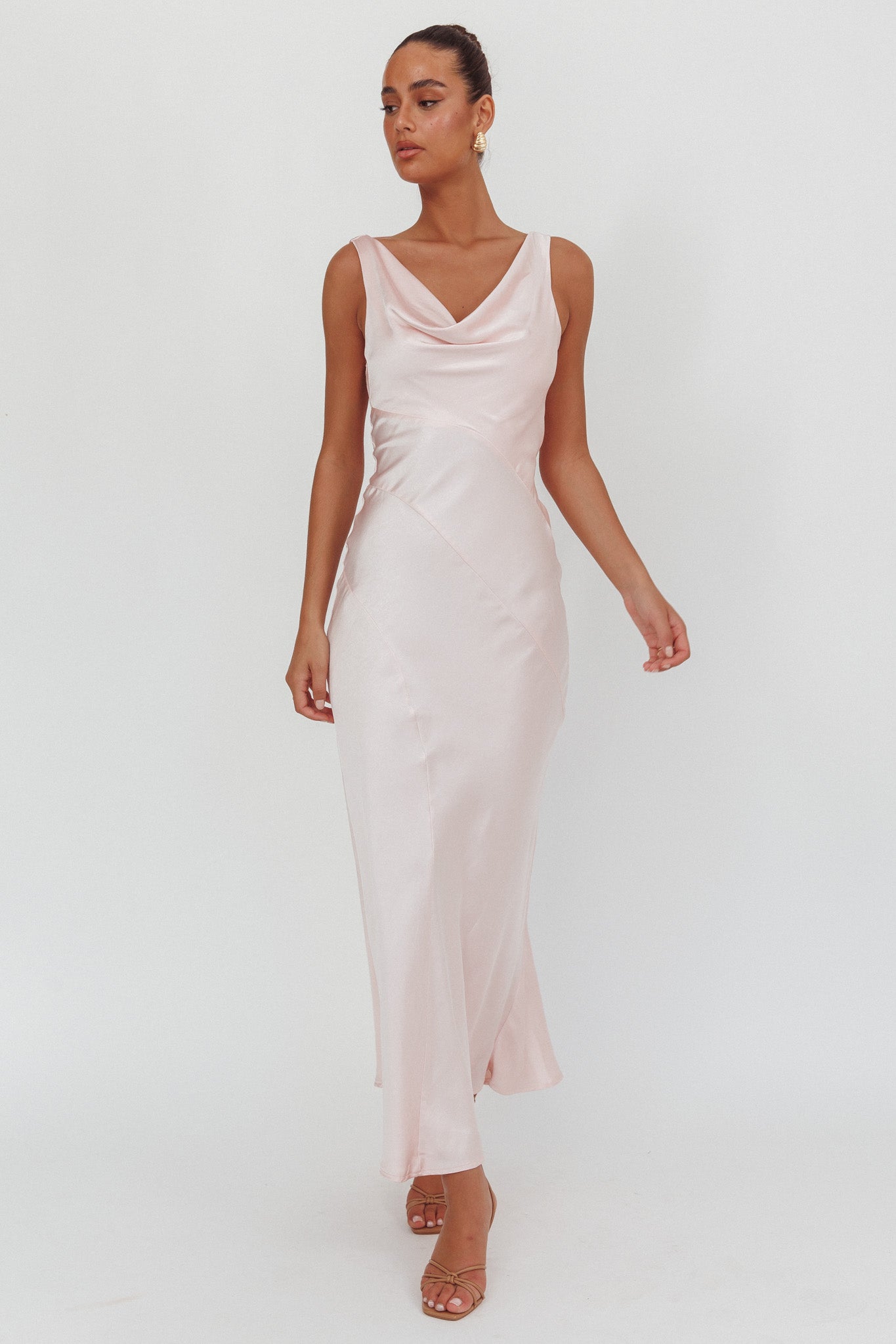 Good Intentions Cowl Neck Open Back Maxi Dress Pink by Selfie Leslie