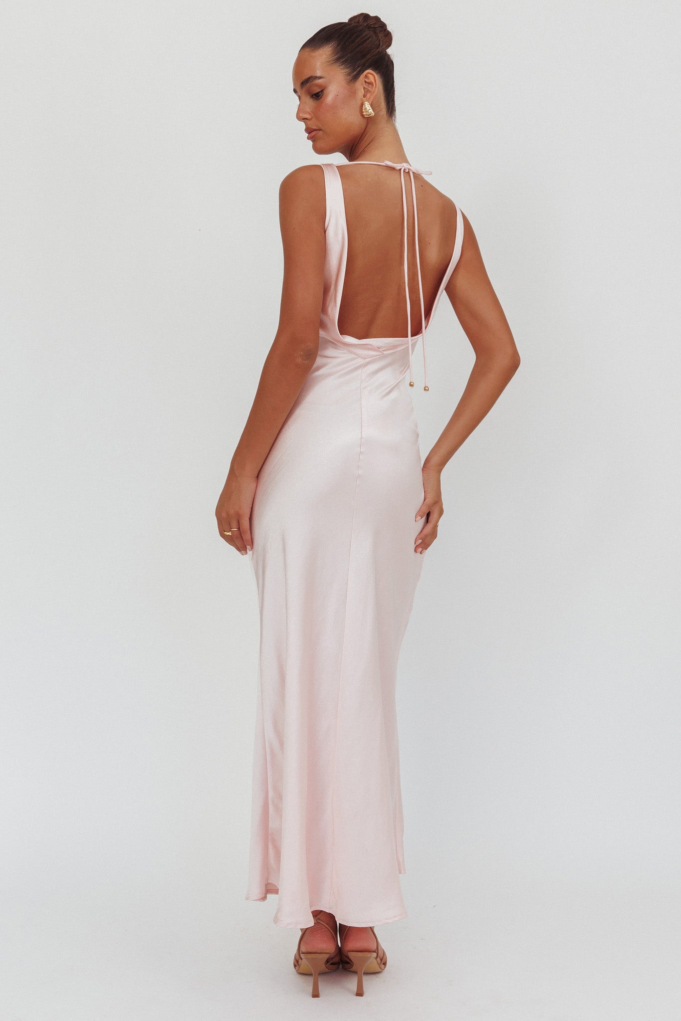 Good Intentions Cowl Neck Open Back Maxi Dress Pink XL
