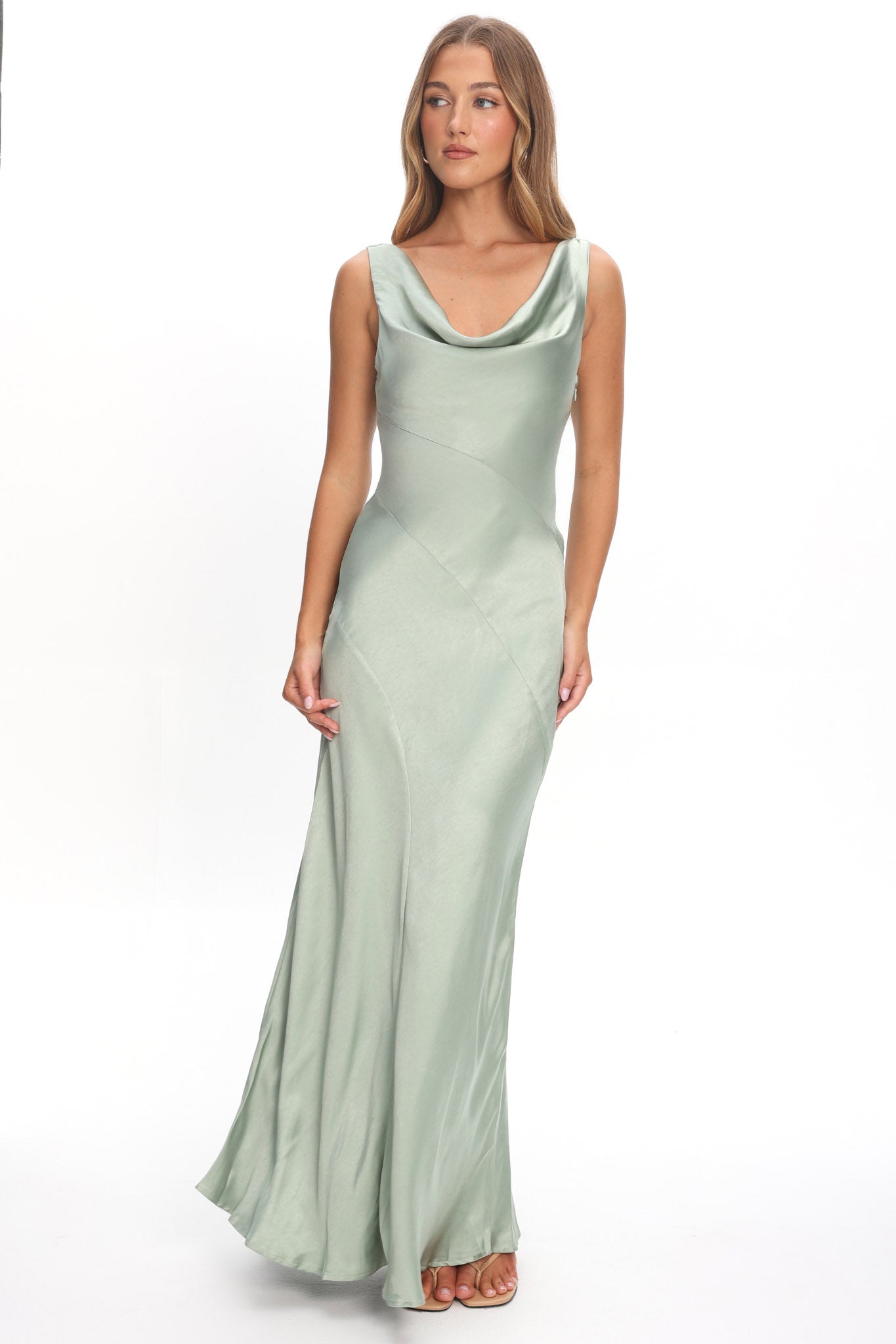 Good Intentions Cowl Neck Open Back Maxi Dress Sage L Good Intentions Cowl Neck Open Back Maxi Dress Sage L