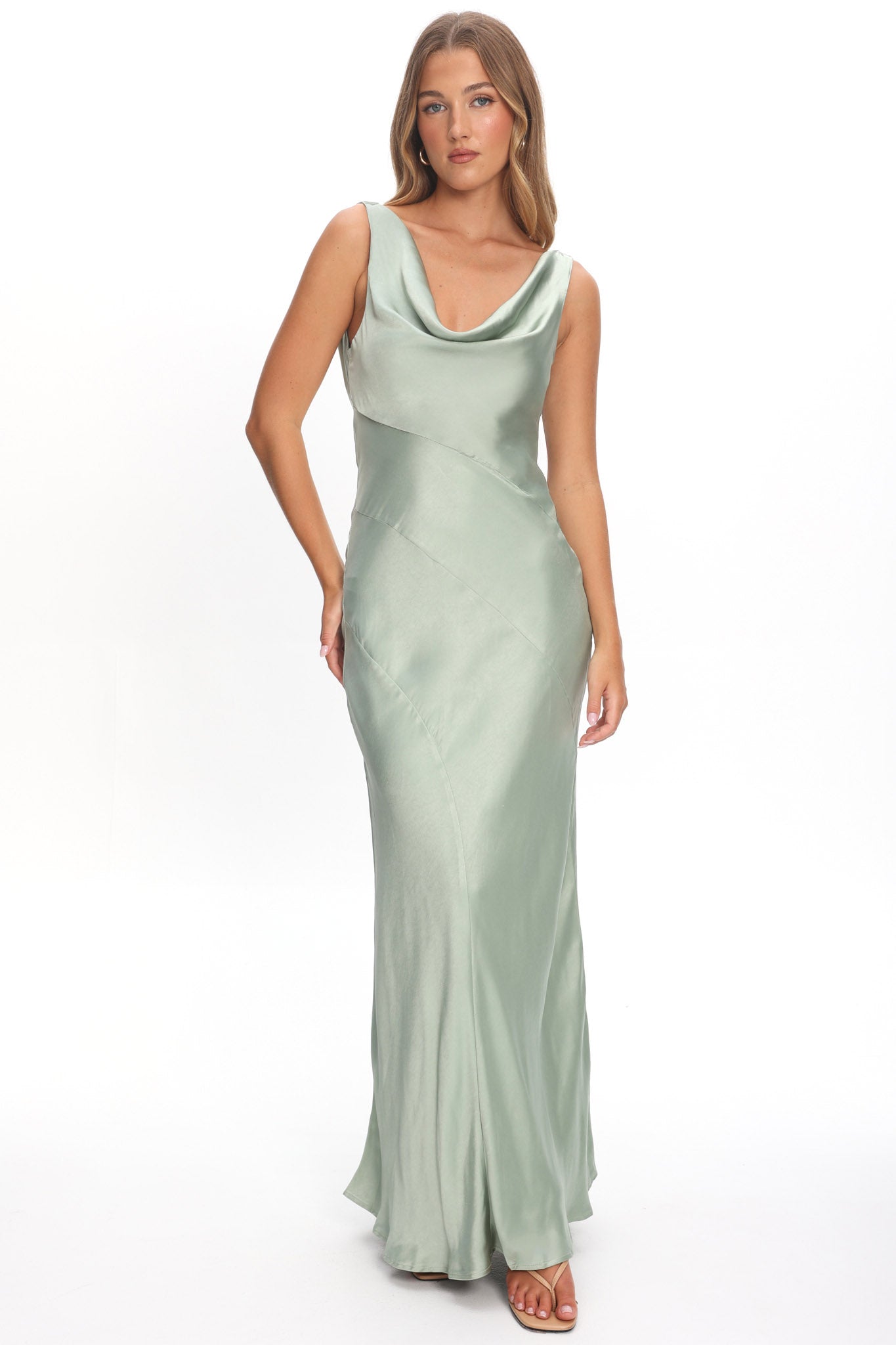 Good Intentions Cowl Neck Open Back Maxi Dress Sage L Good Intentions Cowl Neck Open Back Maxi Dress Sage L