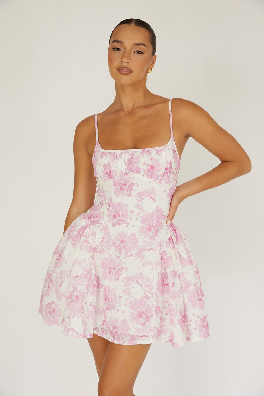 Courting Cami Strap Mini Dress Floral Pink by Selfie Leslie