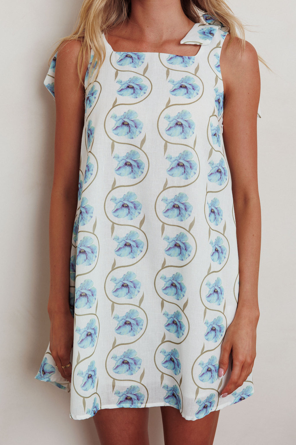 Annalee Tied Shoulder Mini Dress Floral Blue by Selfie Leslie