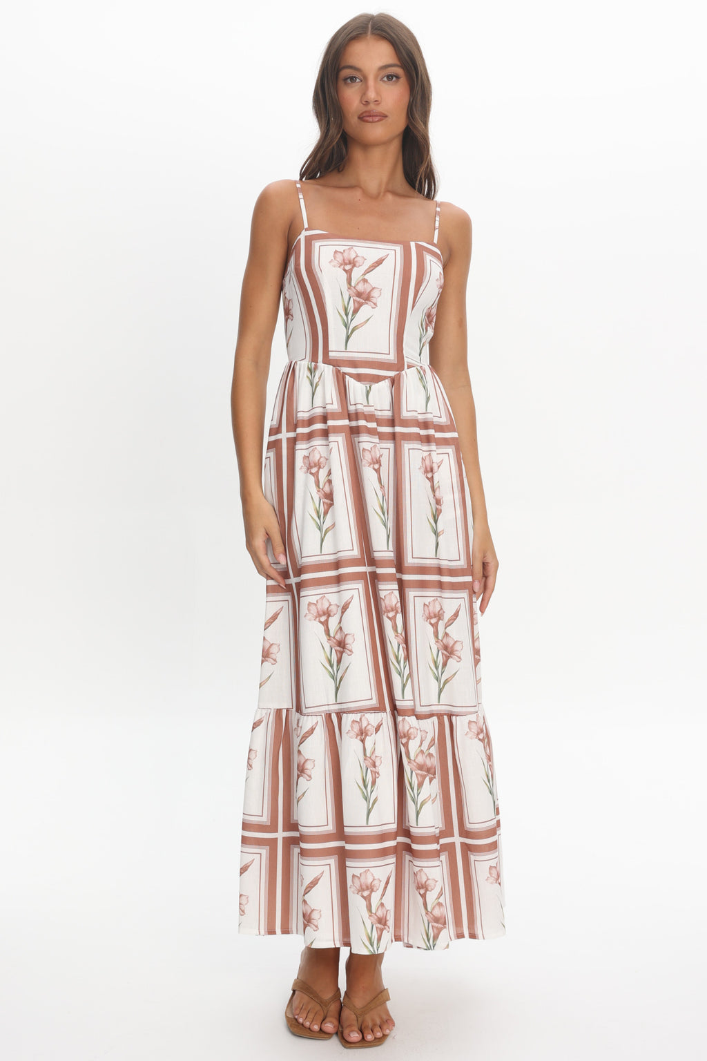 Newbury Bow Back Maxi Dress Floral Chocolate by Selfie Leslie