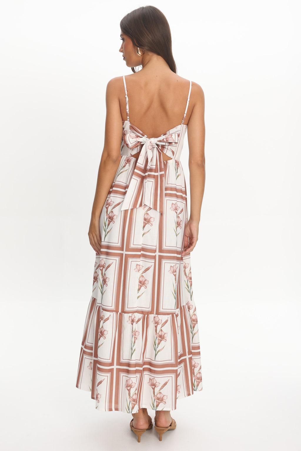 Newbury Bow Back Maxi Dress Floral Chocolate by Selfie Leslie
