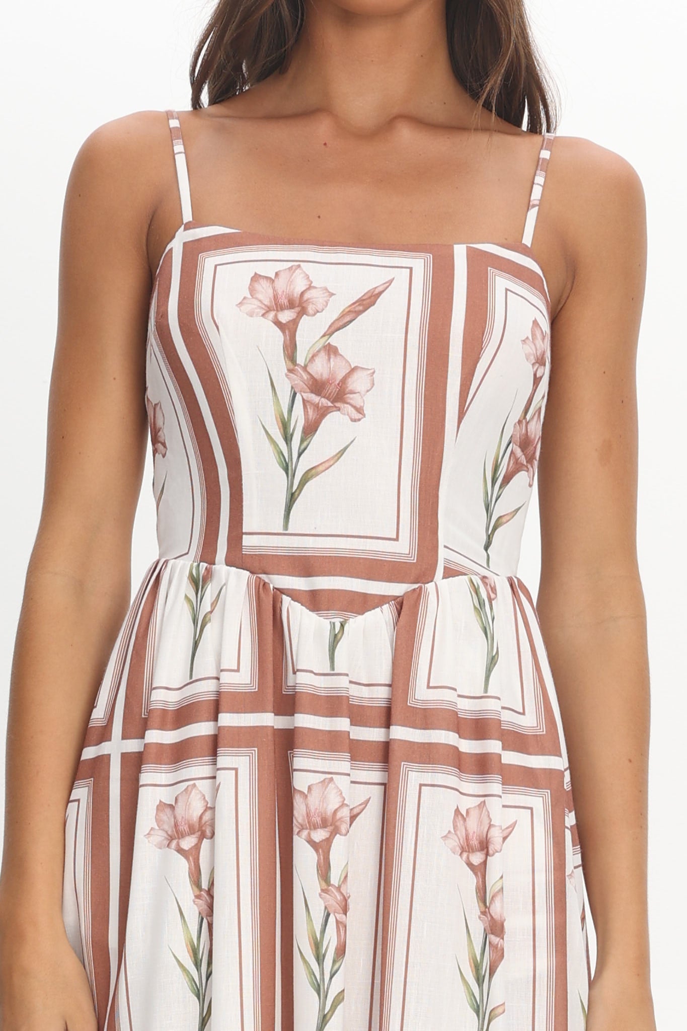 Newbury Bow Back Maxi Dress Floral Chocolate by Selfie Leslie