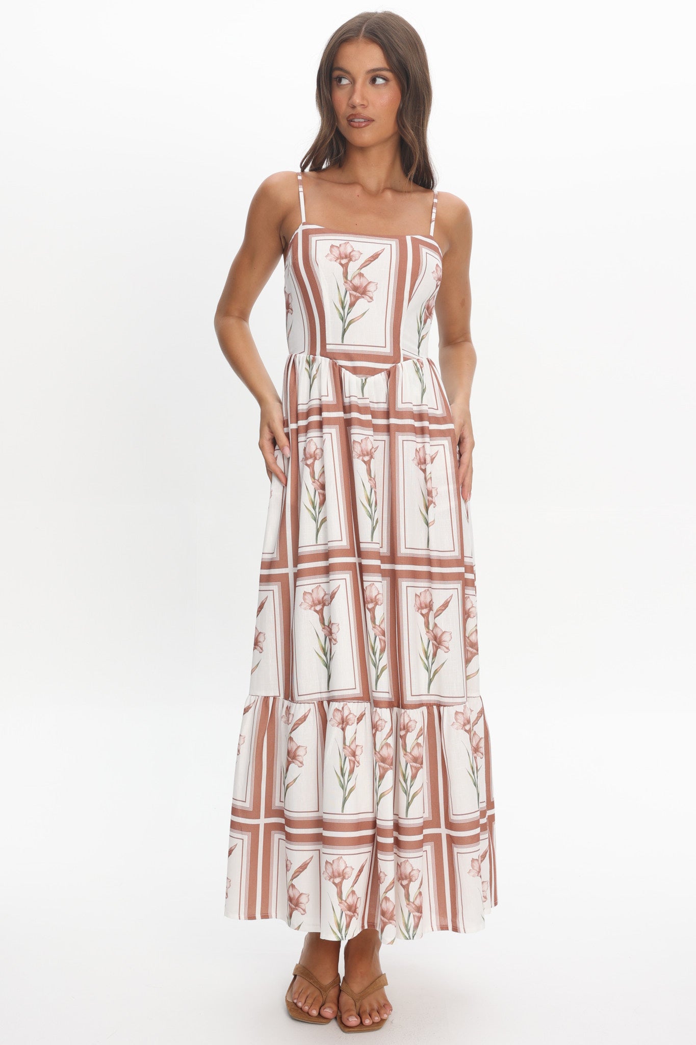 Newbury Bow Back Maxi Dress Floral Chocolate by Selfie Leslie