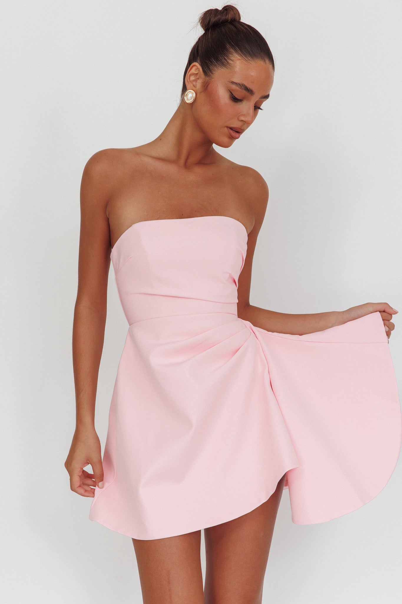 Minnesota Strapless Mini Dress Pink by Selfie Leslie