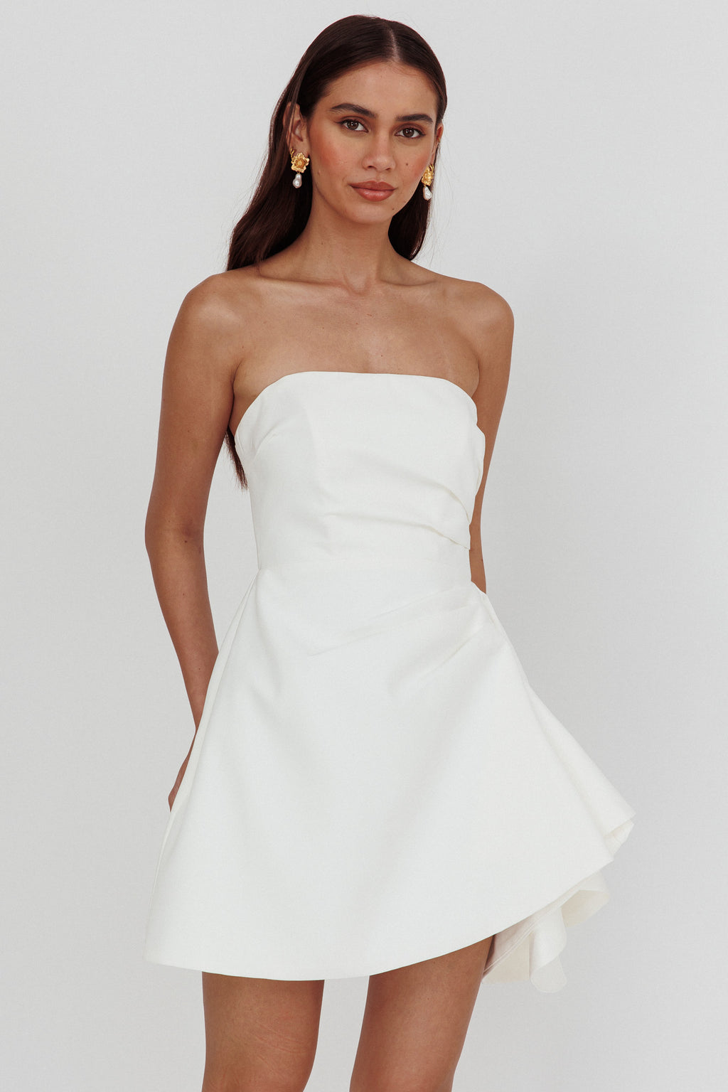 Minnesota Strapless Mini Dress White by Selfie Leslie