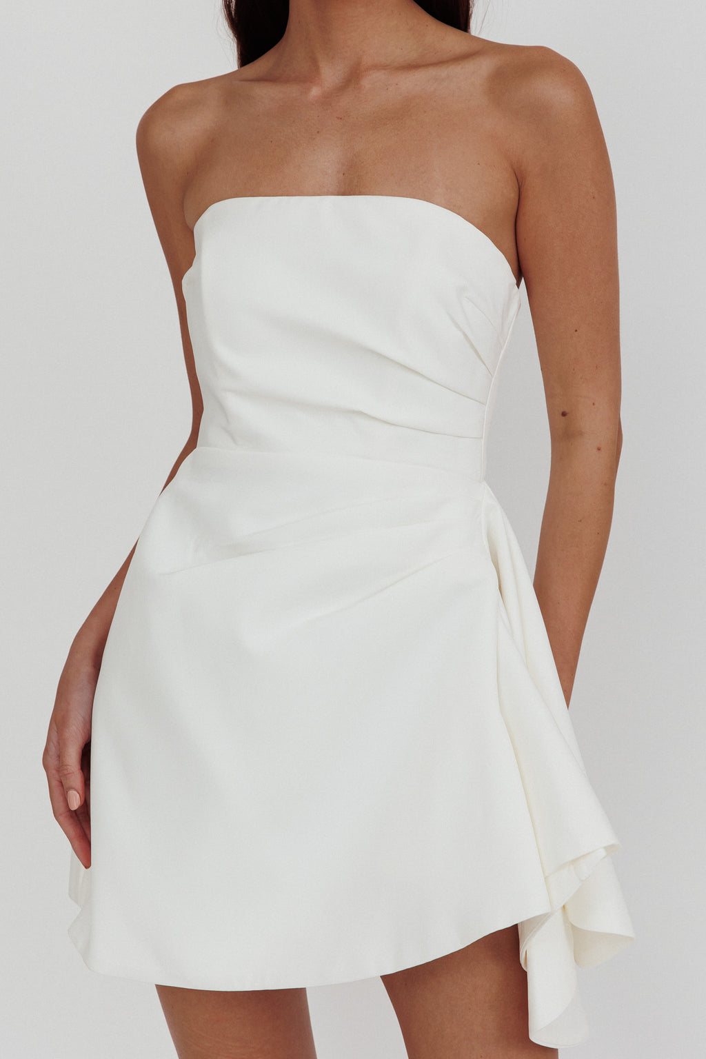 Minnesota Strapless Mini Dress White by Selfie Leslie