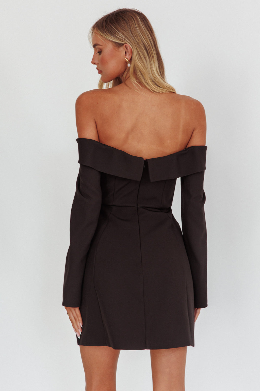 Laviniah Foldover Long Sleeve Mini Dress Black by Selfie Leslie