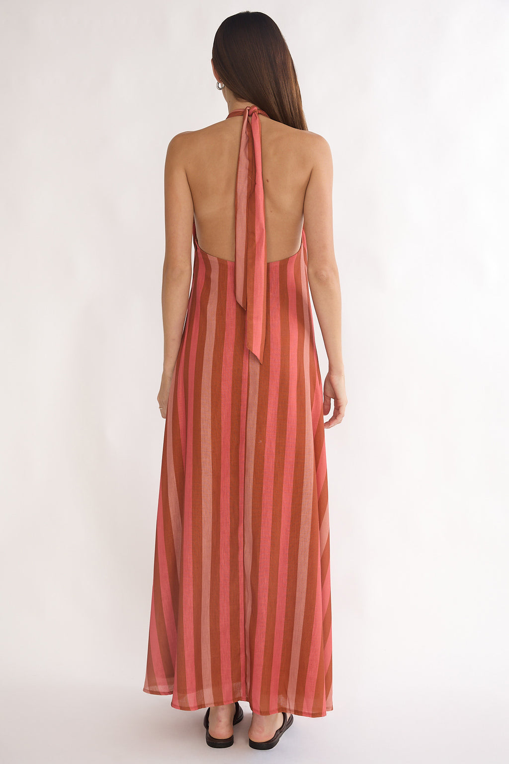 Cheer Backless Halter Maxi Dress Pink Multi