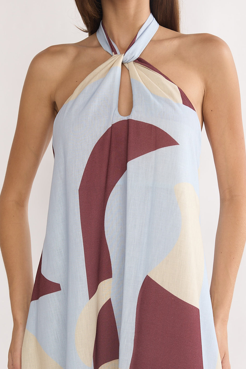 Mireille Backless Halter Maxi Dress Print Chocolate by Selfie Leslie